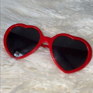 Red heart shaped sun glasses